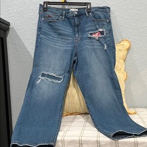 Jessica Simpson Blue Distressed Straight Leg Jeans Size 16